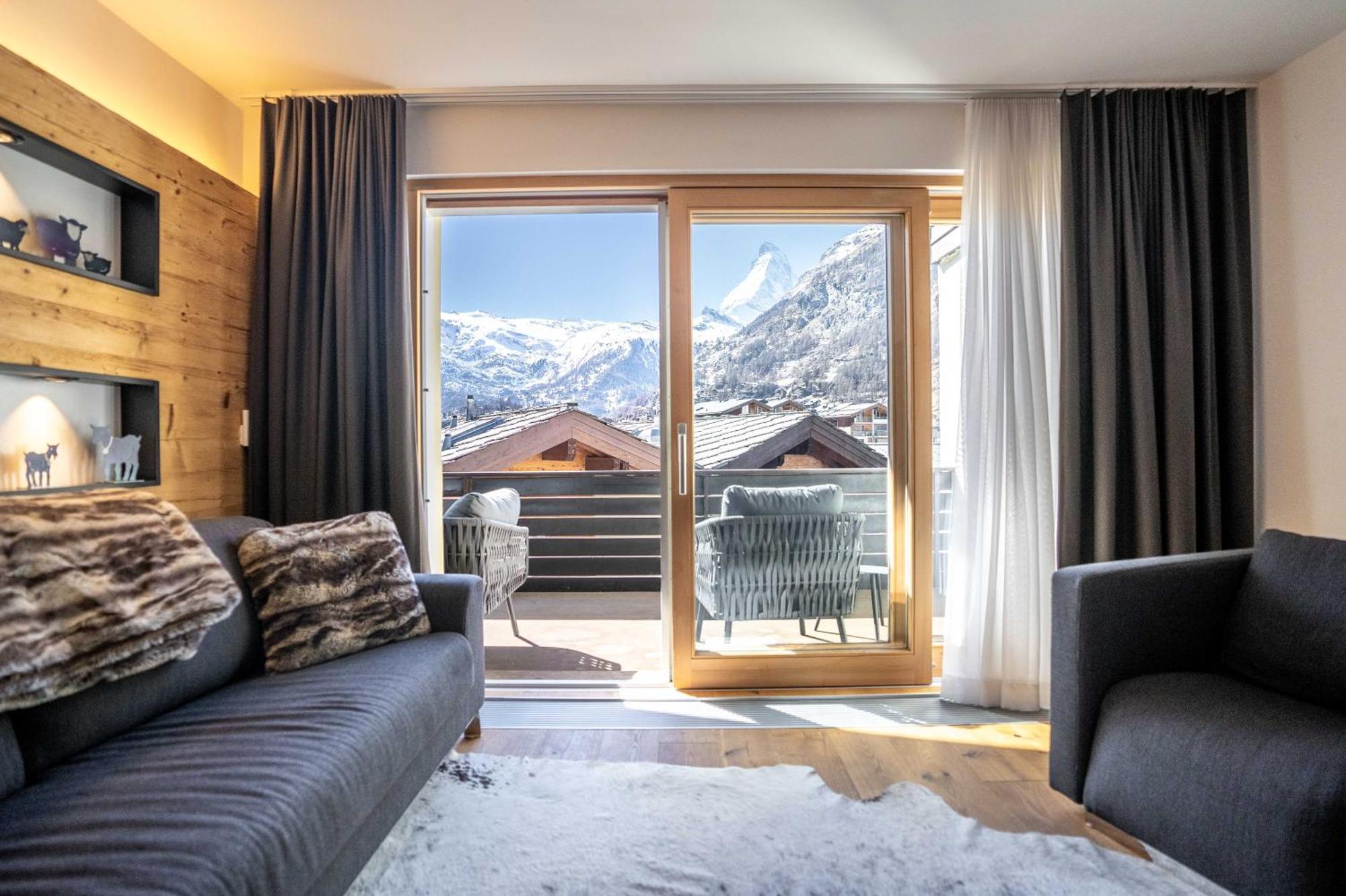 Moderne Wohnung Mit Ausblick Und Viel Sonne Zermatt Exteriör bild